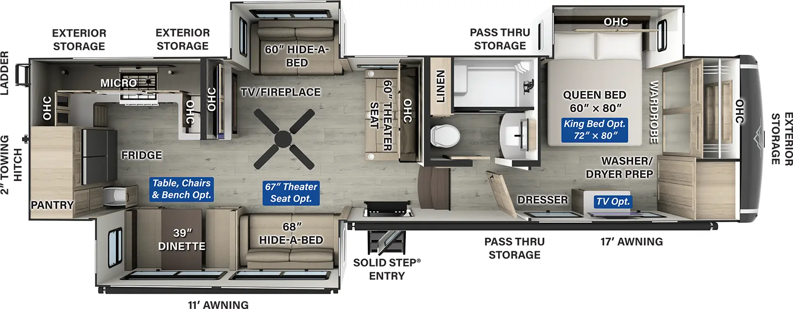 Flagstaff Classic Fifth Wheels F371RK Floorplan